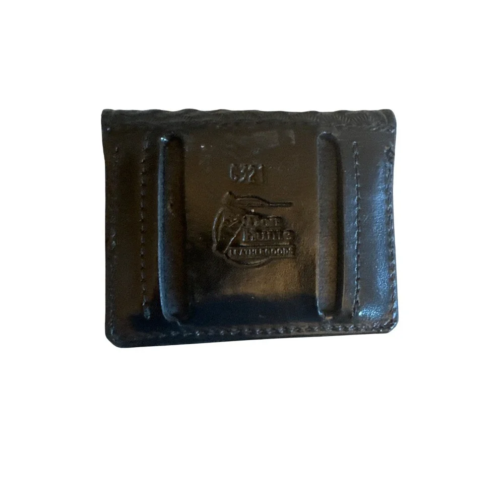 Vintage Don Hume Leather Black Coin Pouch‎ Hook Loop Closure Belt Slide